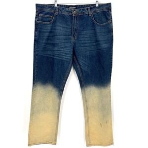 IMPERIOUS Mens Jeans W40 L32 Dark Wash Dip Dye Distressed Denim‎ Pants